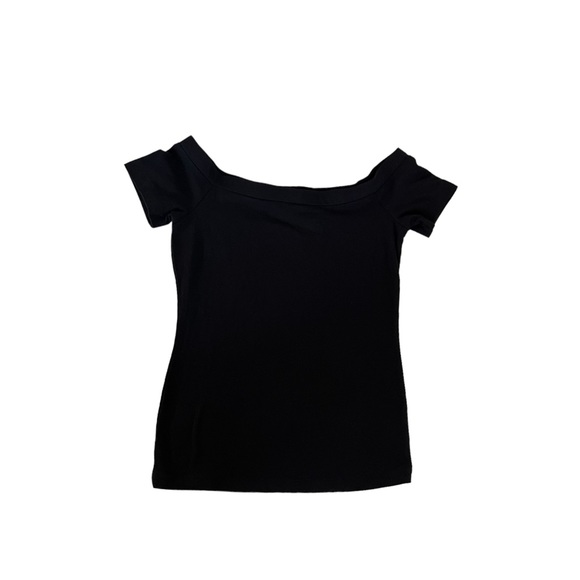 u2b Tops - Black Off the Shoulder Short Sleeve Shirt